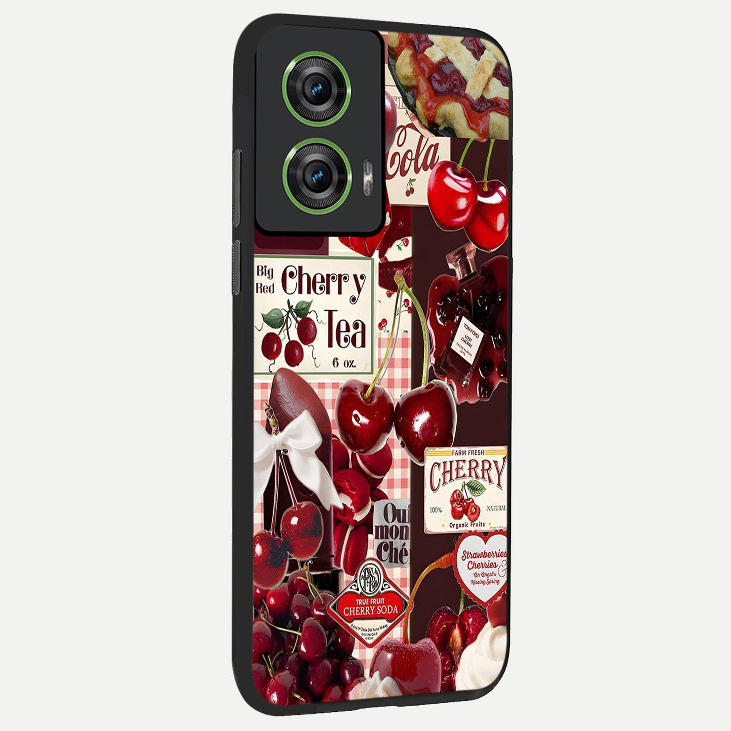  Aesthetic Cherry Tea back cover For Moto Edge 50 Fusion slim fit glass case with vibrant aesthetic design