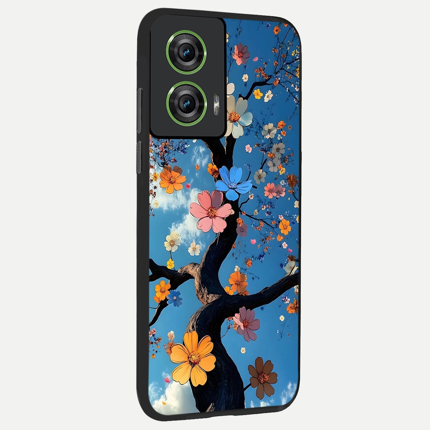  Blossom Dream Sky back cover For Moto Edge 50 Fusion slim fit glass case with vibrant aesthetic design