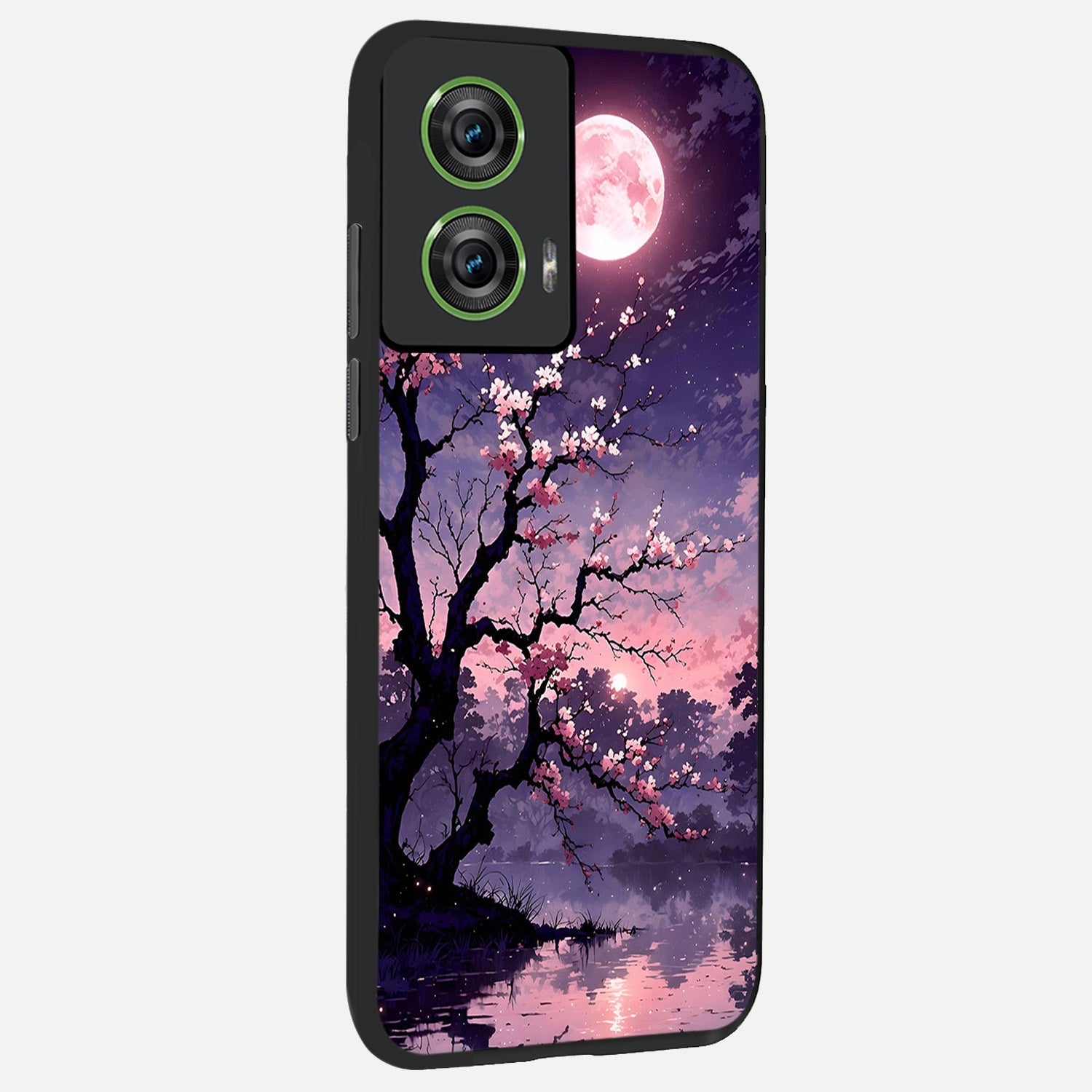  Blossom Pink Moon back cover For Moto Edge 50 Fusion slim fit glass case with vibrant aesthetic design
