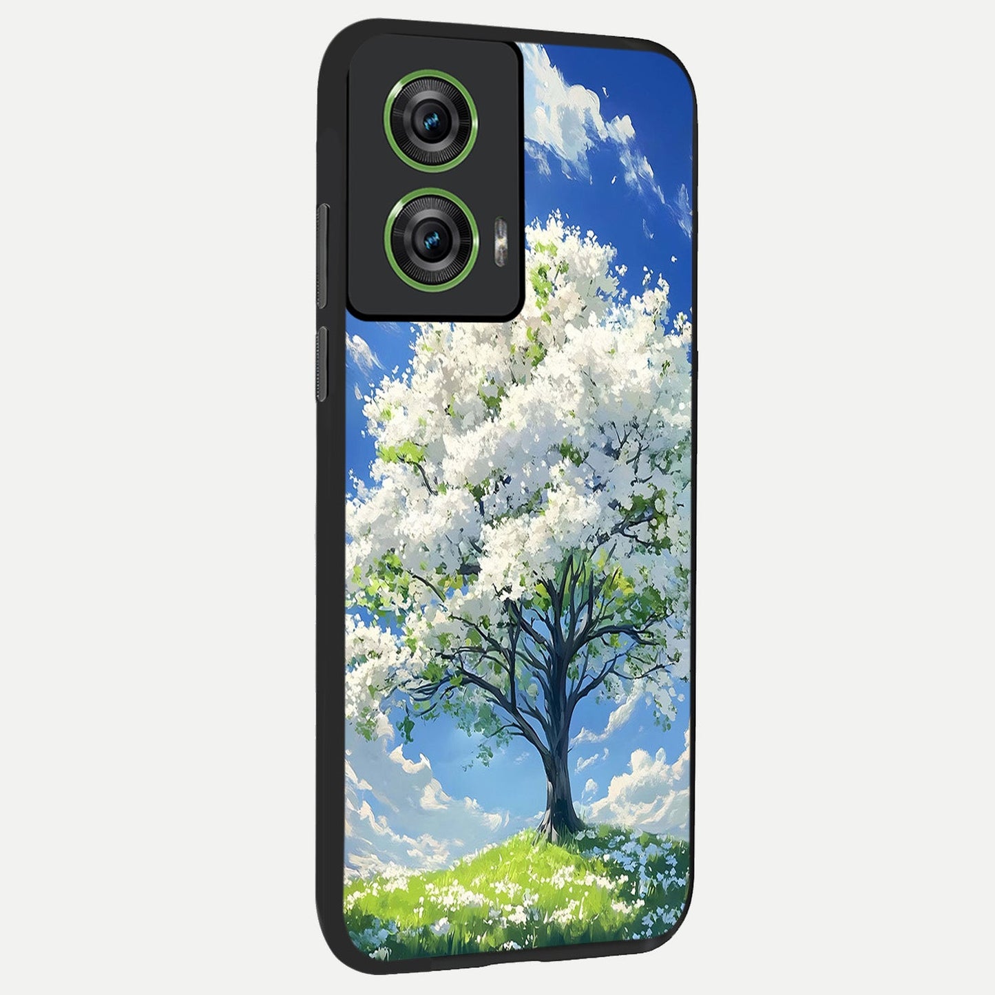  Blossom Sky Serenity back cover For Moto Edge 50 Fusion slim fit glass case with vibrant aesthetic design