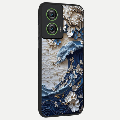 Blossom Wave Art back cover For Moto Edge 50 Fusion slim fit glass case with vibrant aesthetic design