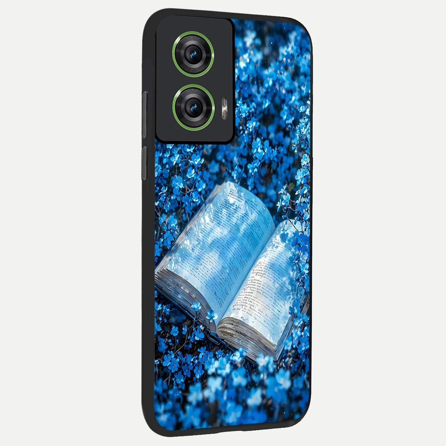  Blue Bloom Tales back cover For Moto Edge 50 Fusion slim fit glass case with vibrant aesthetic design