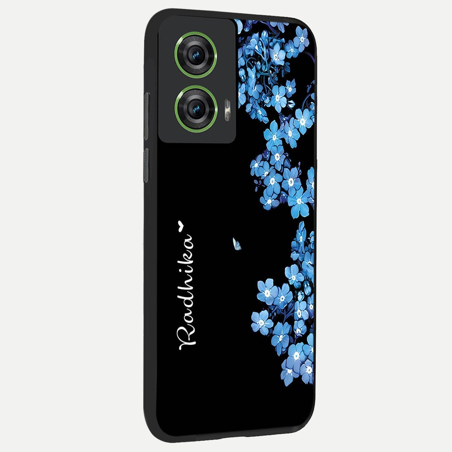  Blue Petal Dream Custom Name back cover For Moto Edge 50 Fusion slim fit glass case with vibrant aesthetic design