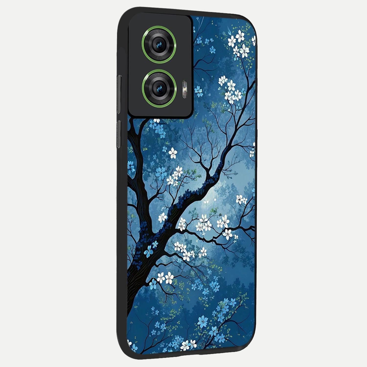  Blue Tree Serenity back cover For Moto Edge 50 Fusion slim fit glass case with vibrant aesthetic design