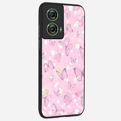  Blush Butterfly Garden back cover For Moto Edge 50 Fusion slim fit glass case with vibrant aesthetic design