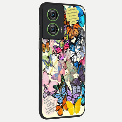  Butterflies Petal Dream back cover For Moto Edge 50 Fusion slim fit glass case with vibrant aesthetic design