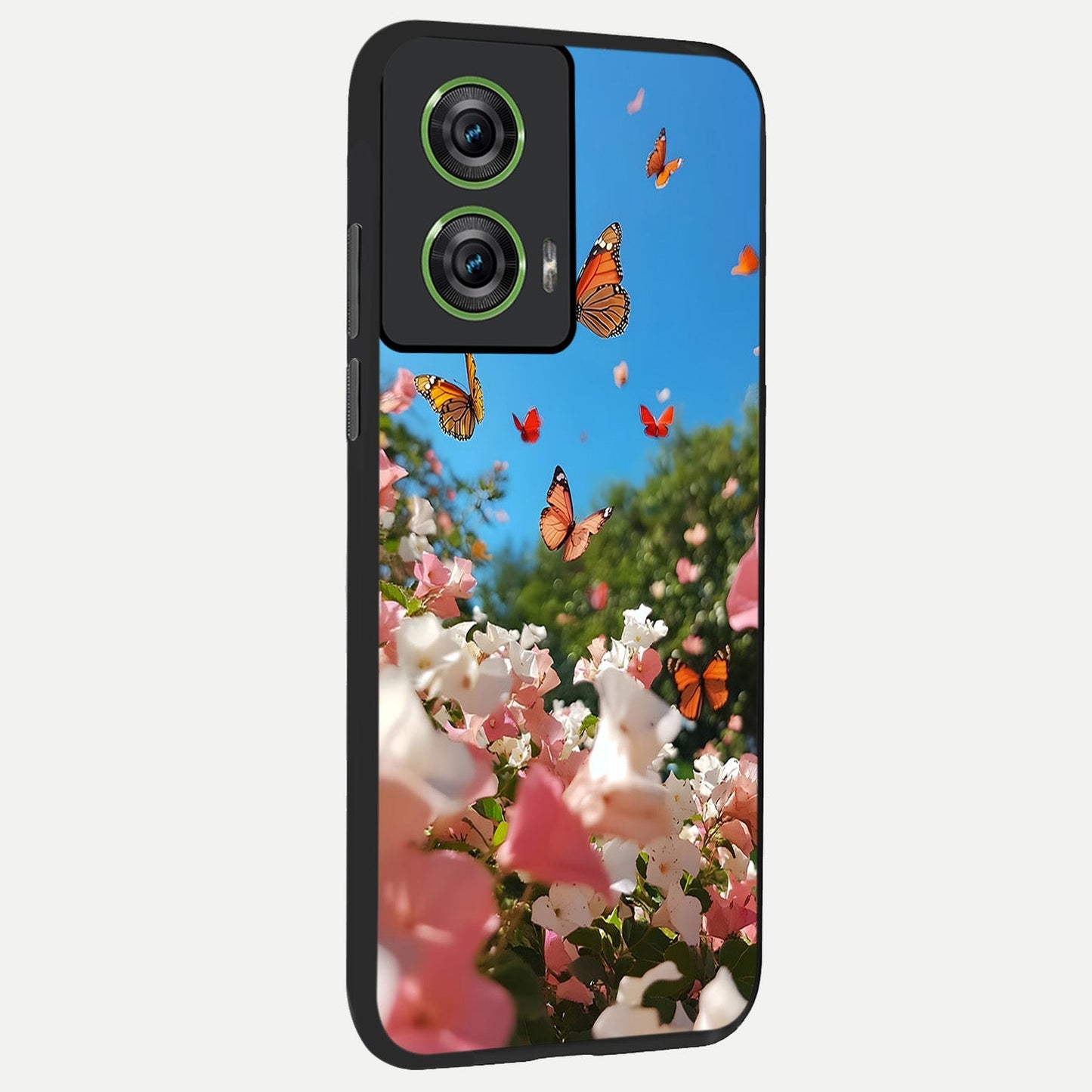  Butterflies In Bloom Sky back cover For Moto Edge 50 Fusion slim fit glass case with vibrant aesthetic design