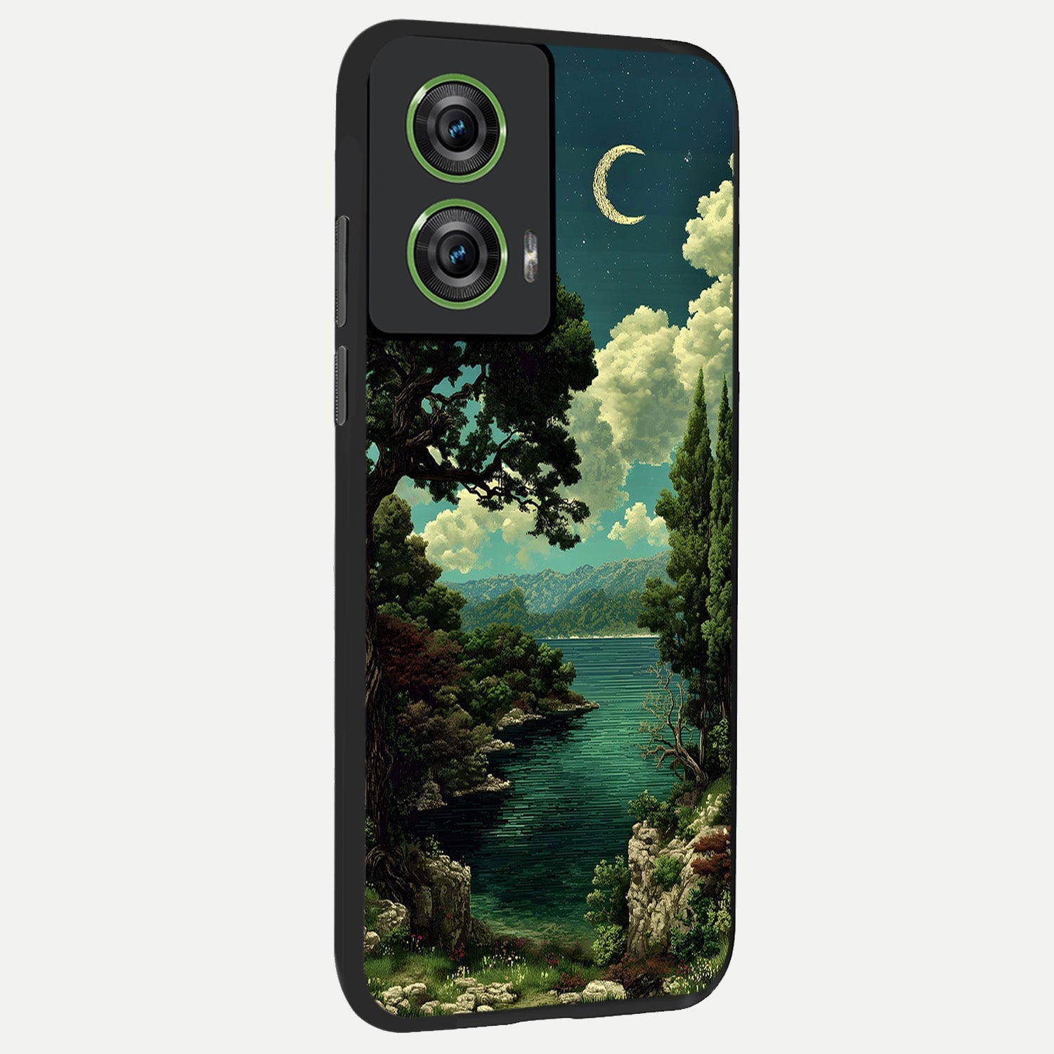  Celestial Lake Peace back cover For Moto Edge 50 Fusion slim fit glass case with vibrant aesthetic design