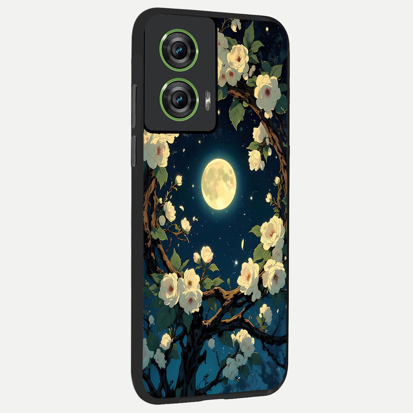  Celestial Moon And Flower back cover For Moto Edge 50 Fusion slim fit glass case with vibrant aesthetic design