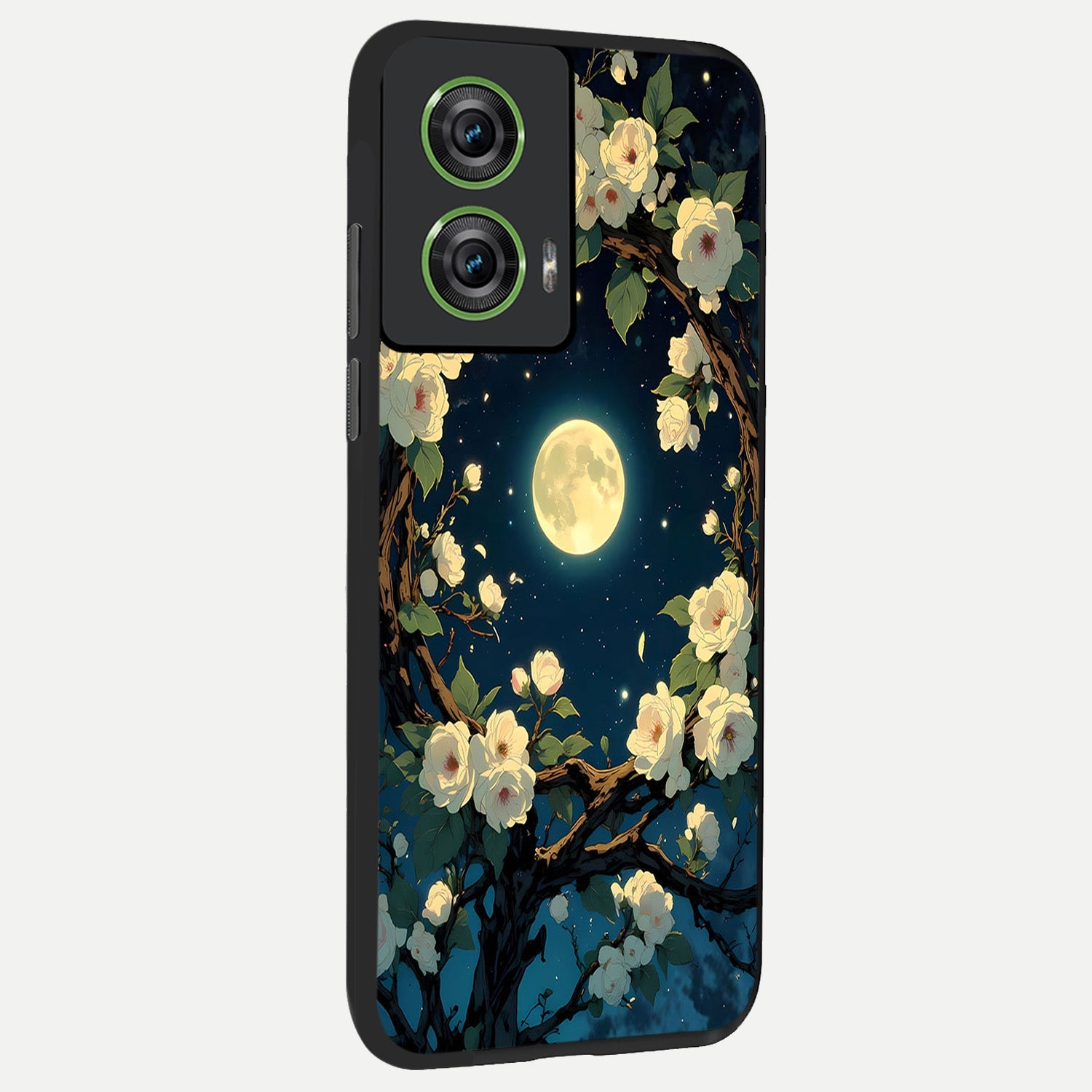  Celestial Moon And Flower back cover For Moto Edge 50 Fusion slim fit glass case with vibrant aesthetic design