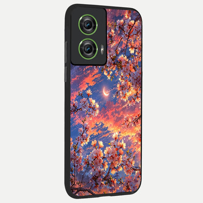  Celestial Sakura Sunset back cover For Moto Edge 50 Fusion slim fit glass case with vibrant aesthetic design