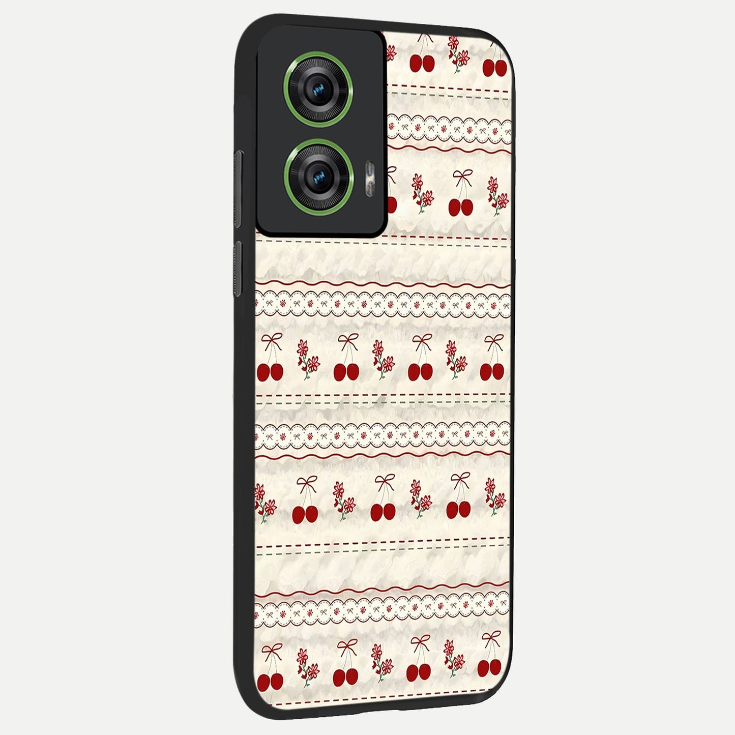  Cherry Bloom Charm back cover For Moto Edge 50 Fusion slim fit glass case with vibrant aesthetic design