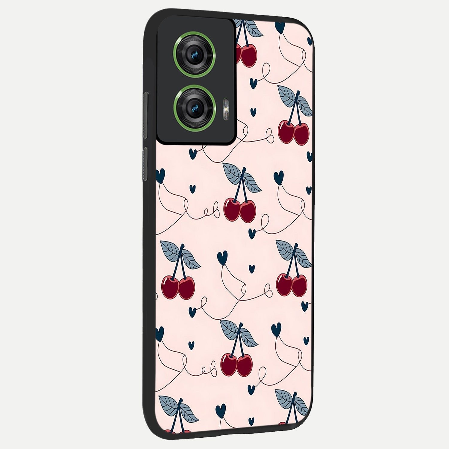  Cherry Heart Line back cover For Moto Edge 50 Fusion slim fit glass case with vibrant aesthetic design