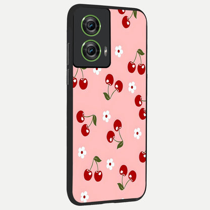  Cherry Love Mood back cover For Moto Edge 50 Fusion slim fit glass case with vibrant aesthetic design