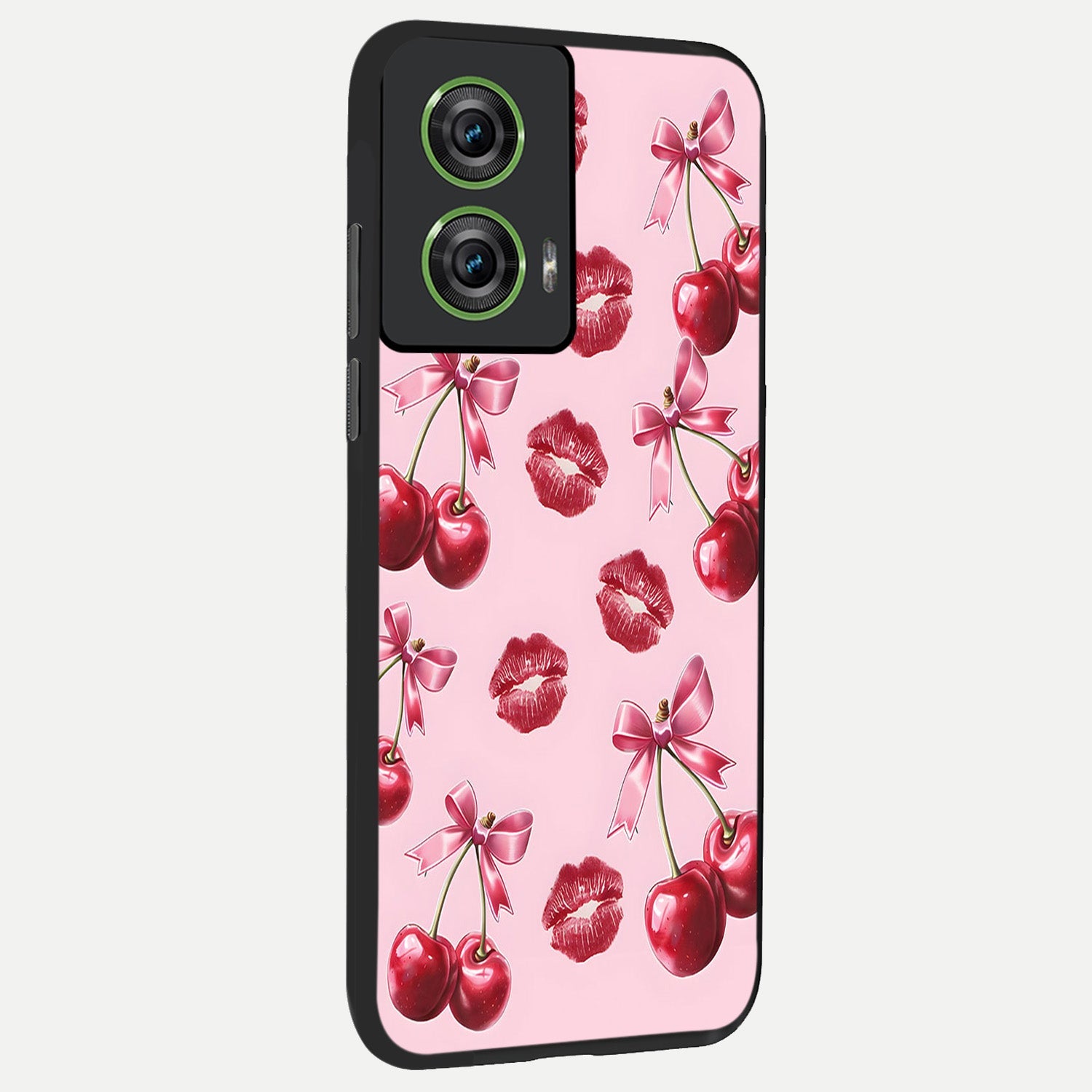  Cherry With Lips back cover For Moto Edge 50 Fusion slim fit glass case with vibrant aesthetic design