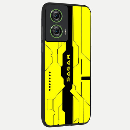  Circuit CYBERPUNK Custom Name back cover For Moto Edge 50 Fusion slim fit glass case with vibrant aesthetic design