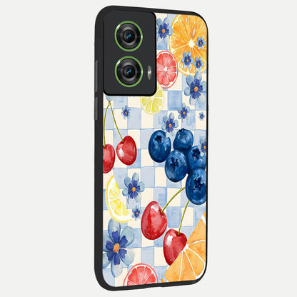  Citrus Bloom Joy back cover For Moto Edge 50 Fusion slim fit glass case with vibrant aesthetic design