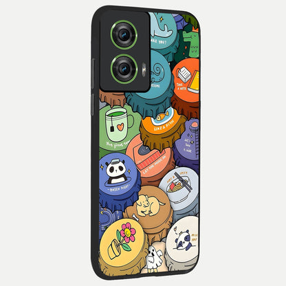  Coins Patterns back cover For Moto Edge 50 Fusion slim fit glass case with vibrant aesthetic design