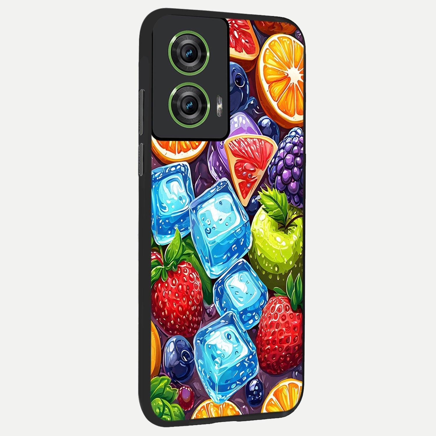  Colorful Fruits with Ice back cover For Moto Edge 50 Fusion slim fit glass case with vibrant aesthetic design