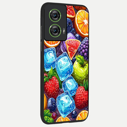  Colorful Fruits with Ice back cover For Moto Edge 50 Fusion slim fit glass case with vibrant aesthetic design