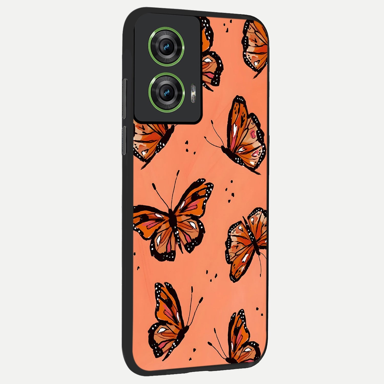  Coral Wing Butterfly back cover For Moto Edge 50 Fusion slim fit glass case with vibrant aesthetic design