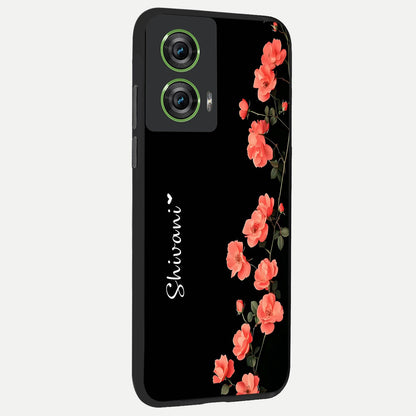  Crimson Bloom Grace Custom Name back cover For Moto Edge 50 Fusion slim fit glass case with vibrant aesthetic design