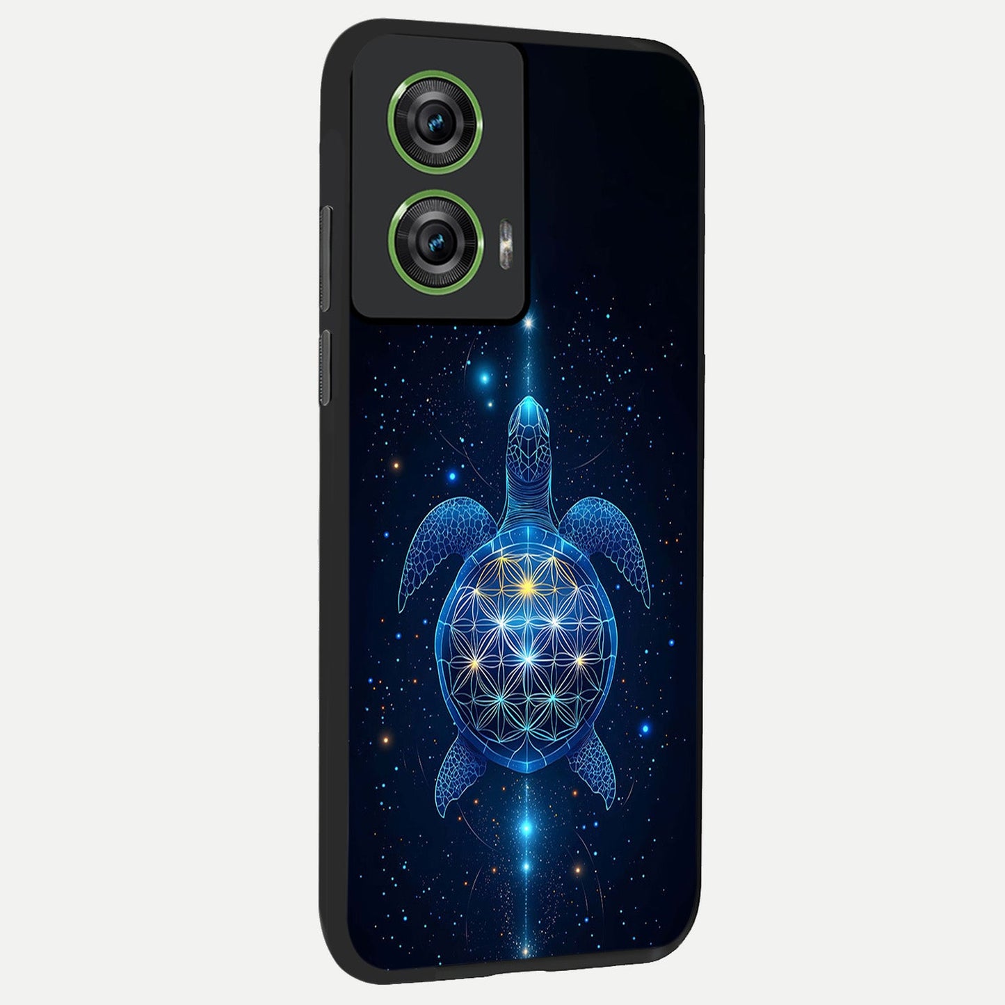 Crimson Blue Turtle back cover For Moto Edge 50 Fusion slim fit glass case with vibrant aesthetic design
