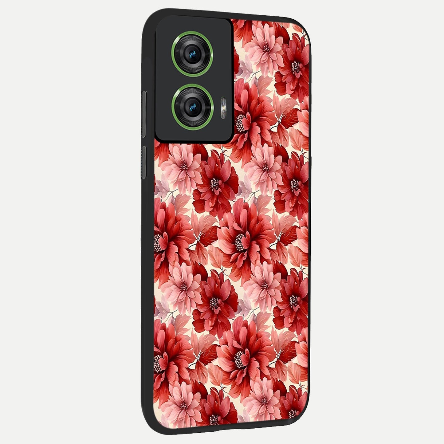  Crimson Love Petals back cover For Moto Edge 50 Fusion slim fit glass case with vibrant aesthetic design