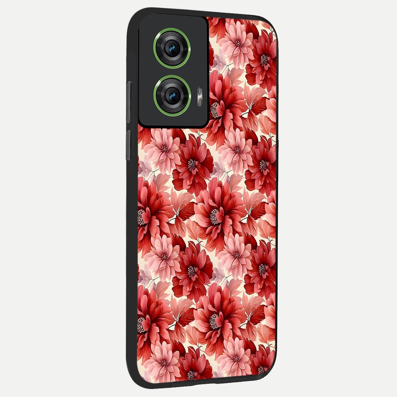  Crimson Love Petals back cover For Moto Edge 50 Fusion slim fit glass case with vibrant aesthetic design