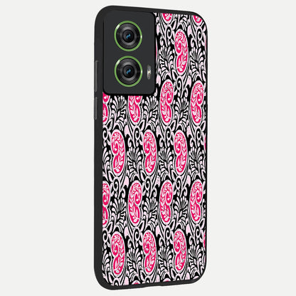  Crimson Paisley Charm back cover For Moto Edge 50 Fusion slim fit glass case with vibrant aesthetic design