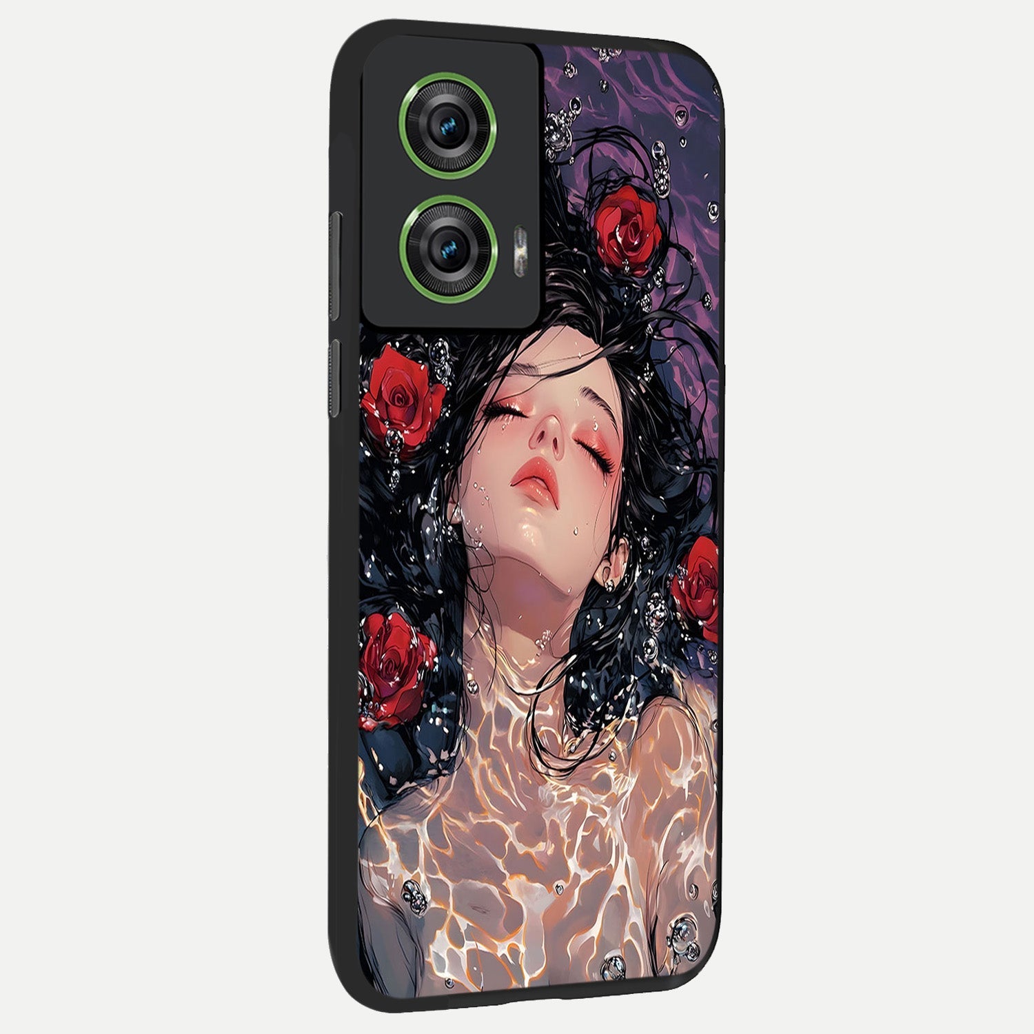  Crimson Rose Serenity back cover For Moto Edge 50 Fusion slim fit glass case with vibrant aesthetic design