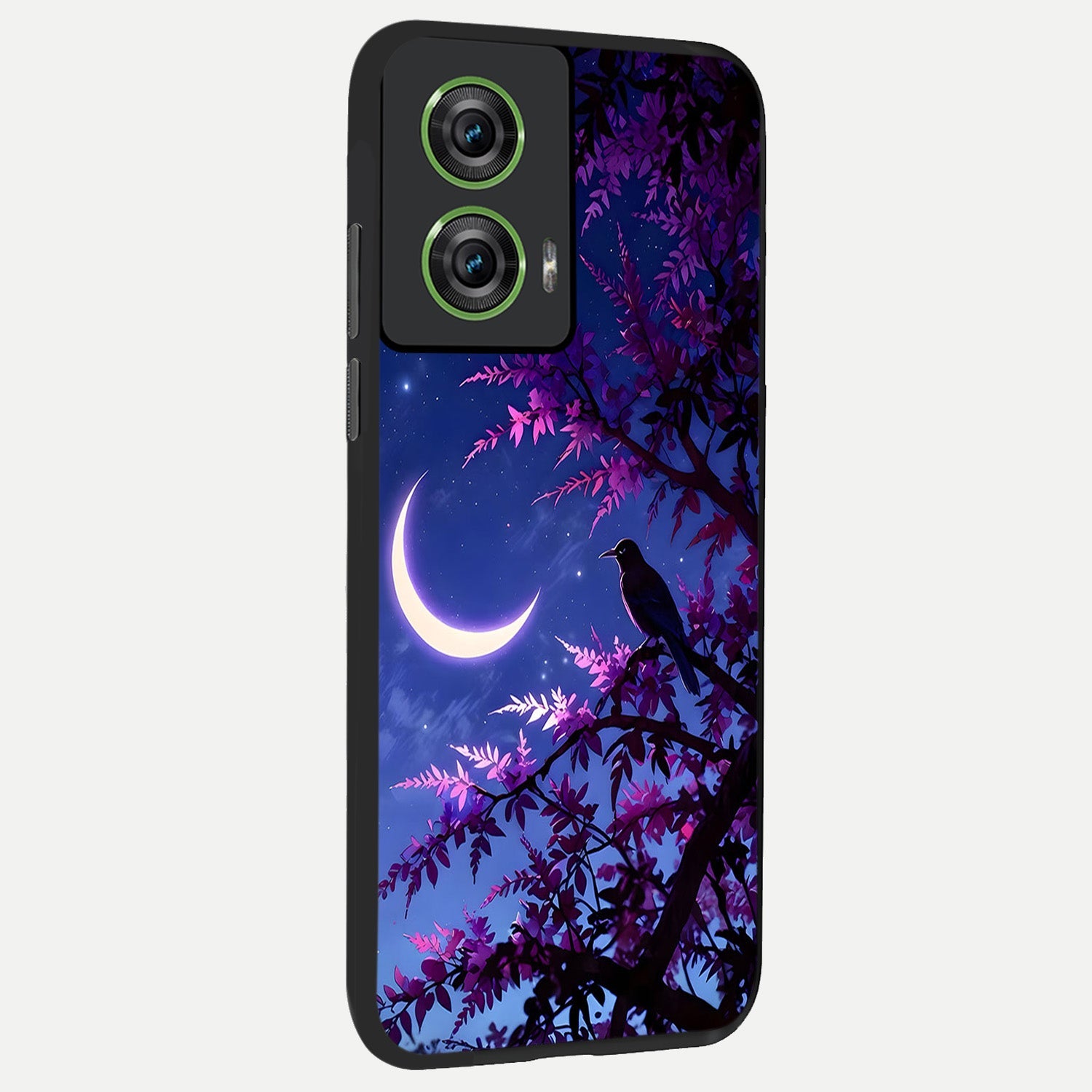  Crow And Moon Scenery back cover For Moto Edge 50 Fusion slim fit glass case with vibrant aesthetic design