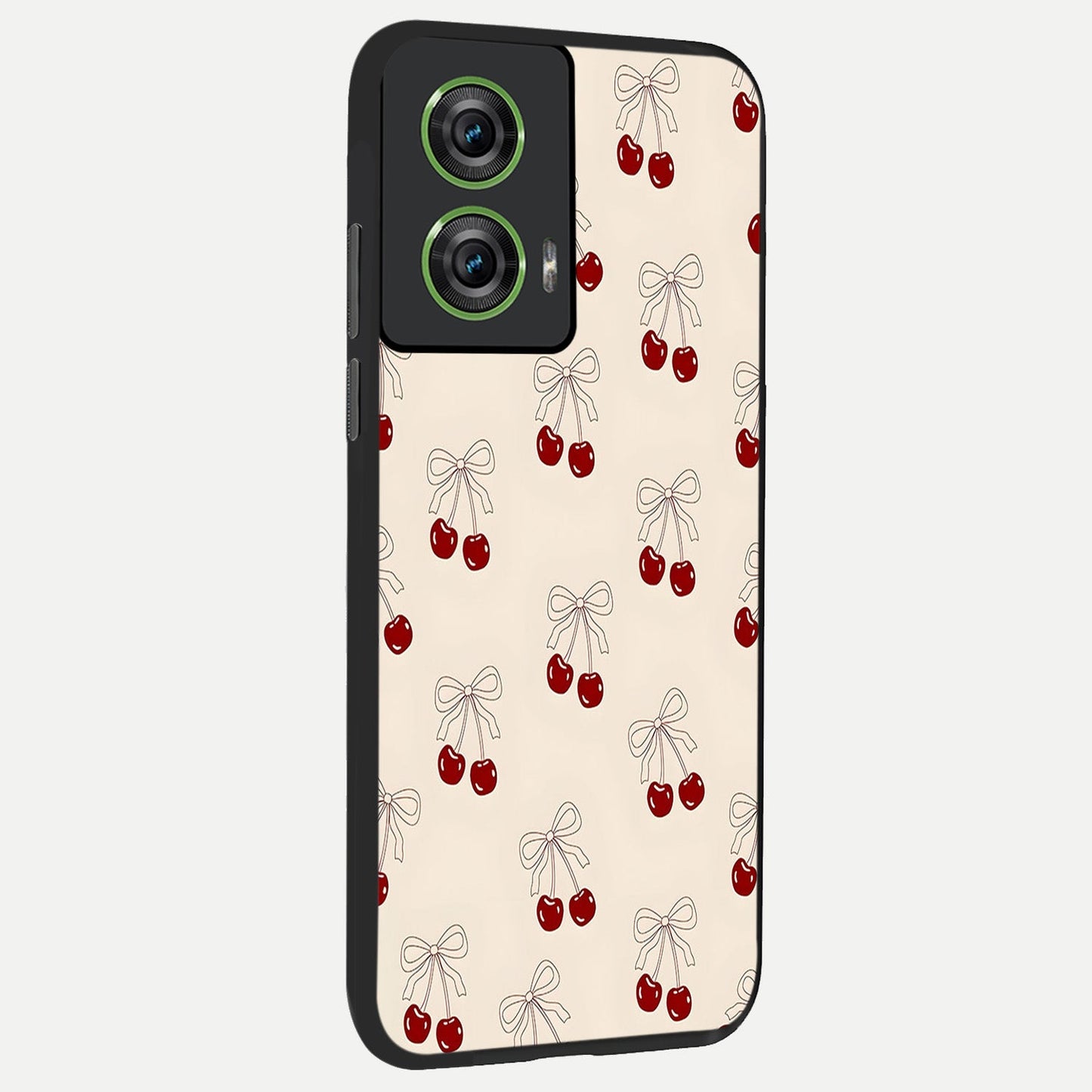  Cute Cherry Pattern back cover For Moto Edge 50 Fusion slim fit glass case with vibrant aesthetic design
