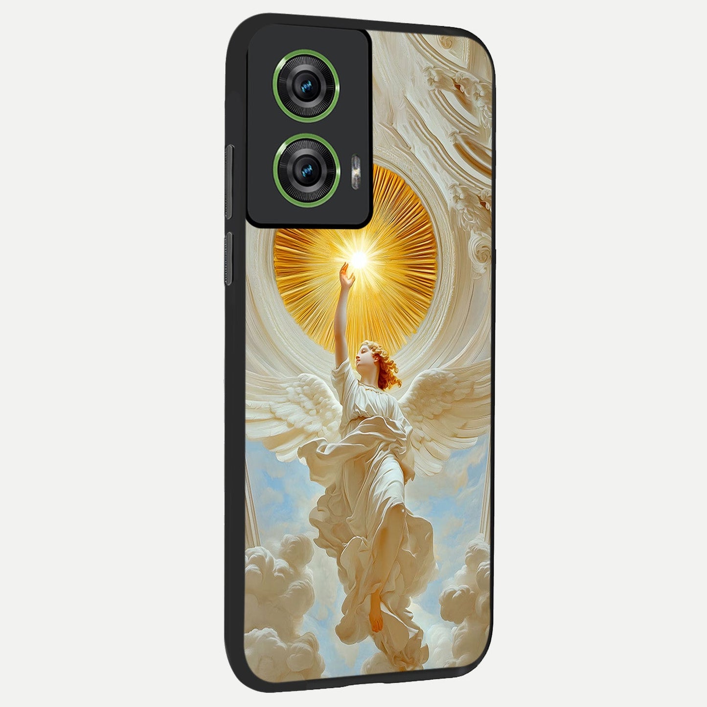  Divine Light Angel back cover For Moto Edge 50 Fusion slim fit glass case with vibrant aesthetic design