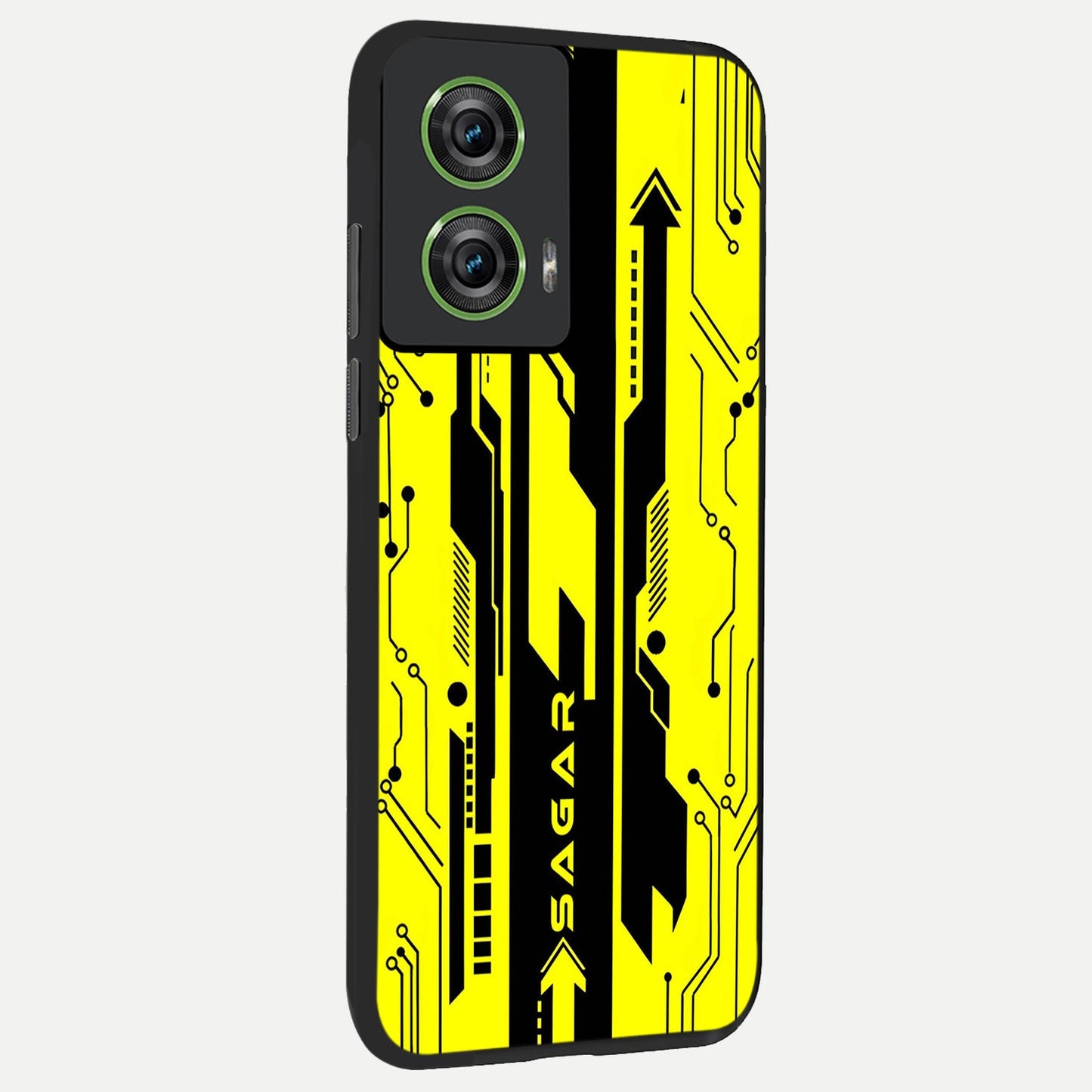  Electric Pulse CYBERPUNK Custom Name back cover For Moto Edge 50 Fusion slim fit glass case with vibrant aesthetic design