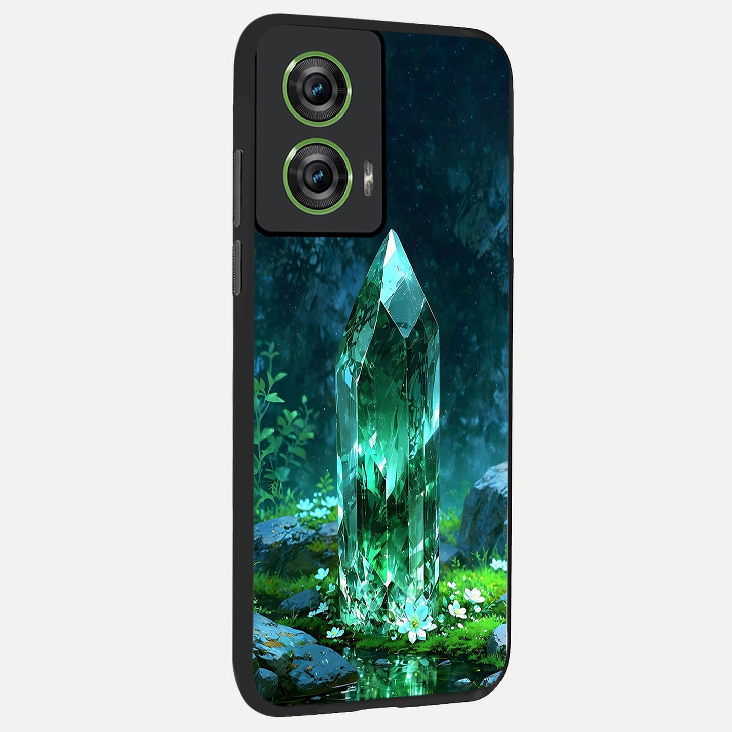  Emerald Light Crystal back cover For Moto Edge 50 Fusion slim fit glass case with vibrant aesthetic design