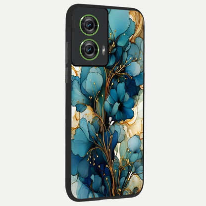  Golden Bloom Symphony back cover For Moto Edge 50 Fusion slim fit glass case with vibrant aesthetic design