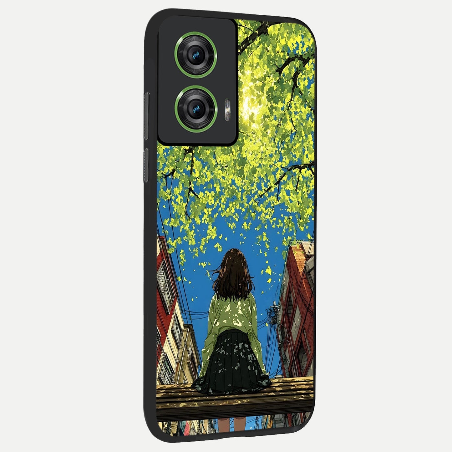  Golden Leaves Glow back cover For Moto Edge 50 Fusion slim fit glass case with vibrant aesthetic design