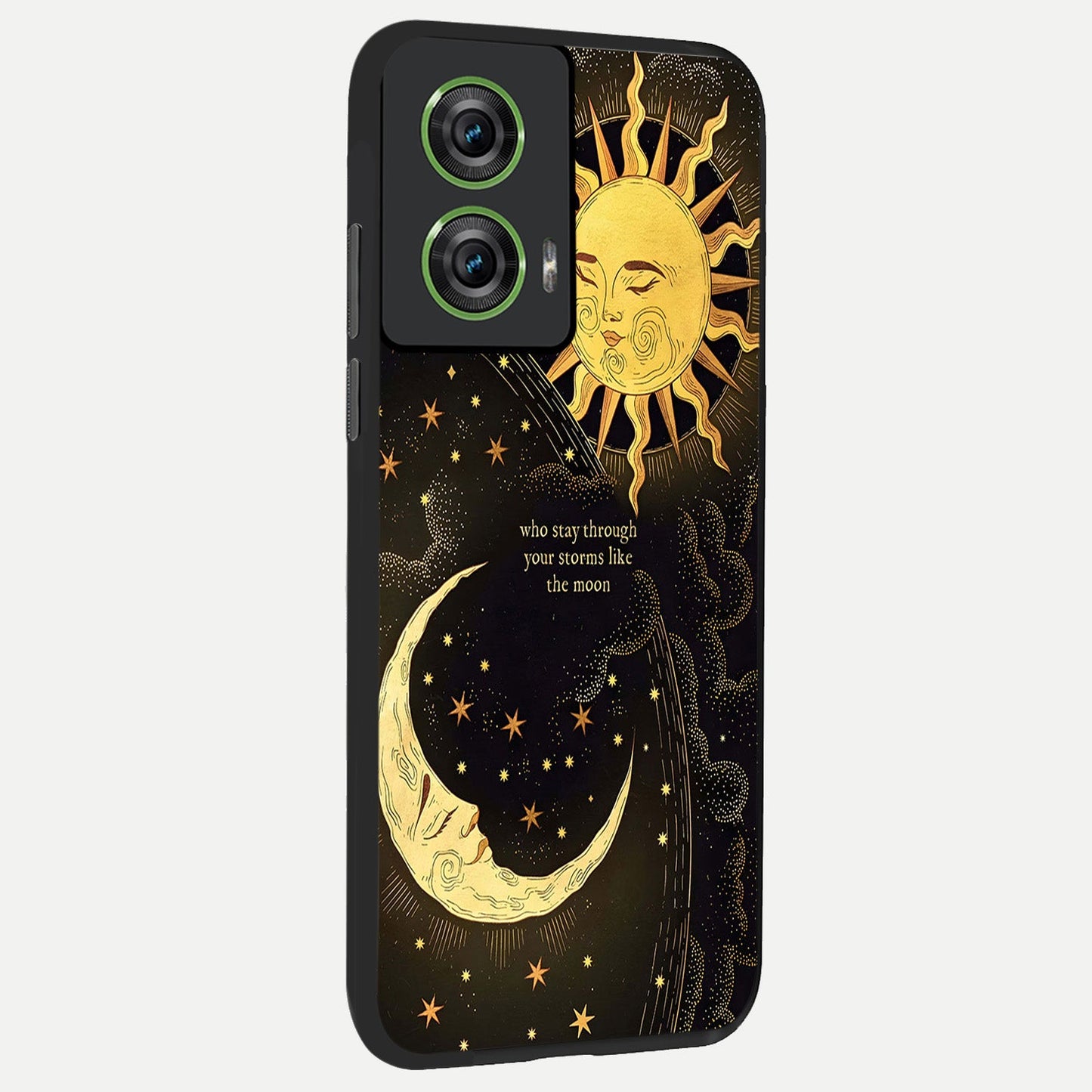  Golden Lunar Love back cover For Moto Edge 50 Fusion slim fit glass case with vibrant aesthetic design