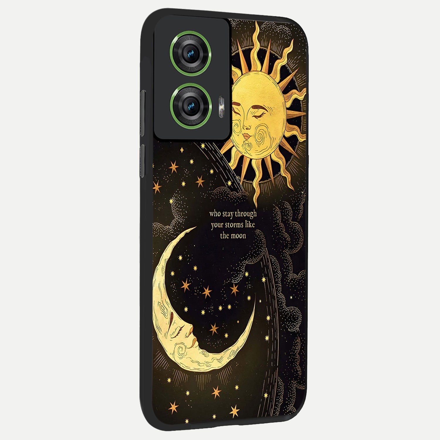  Golden Lunar Love back cover For Moto Edge 50 Fusion slim fit glass case with vibrant aesthetic design