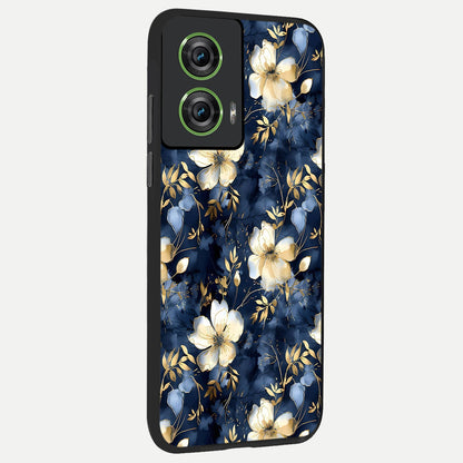  Golden Midnight Bloom back cover For Moto Edge 50 Fusion slim fit glass case with vibrant aesthetic design