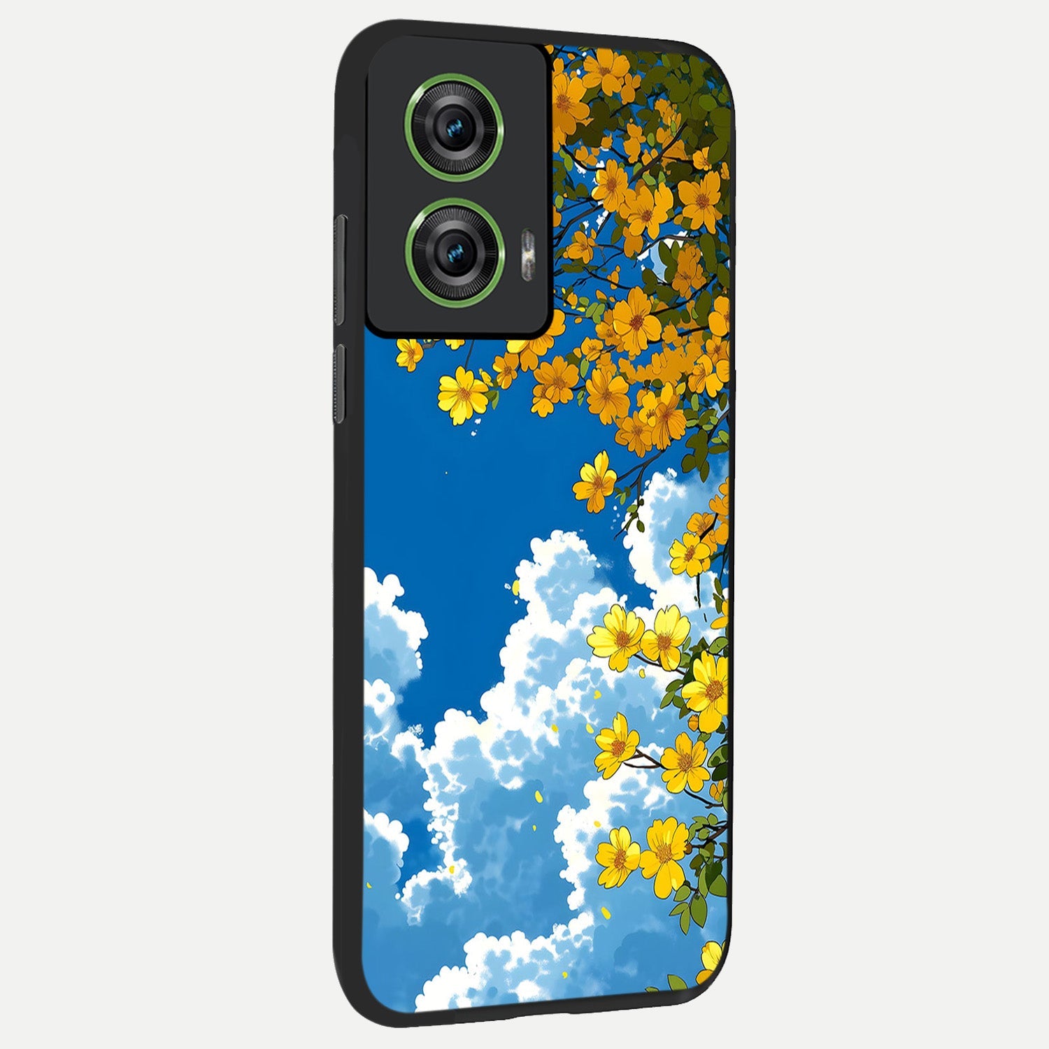  Golden Petal Sky back cover For Moto Edge 50 Fusion slim fit glass case with vibrant aesthetic design