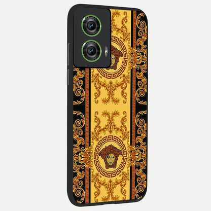  Golden Royal Heritage back cover For Moto Edge 50 Fusion slim fit glass case with vibrant aesthetic design