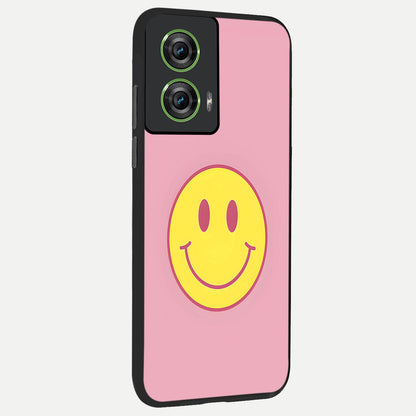  Happy Pink Mood back cover For Moto Edge 50 Fusion slim fit glass case with vibrant aesthetic design