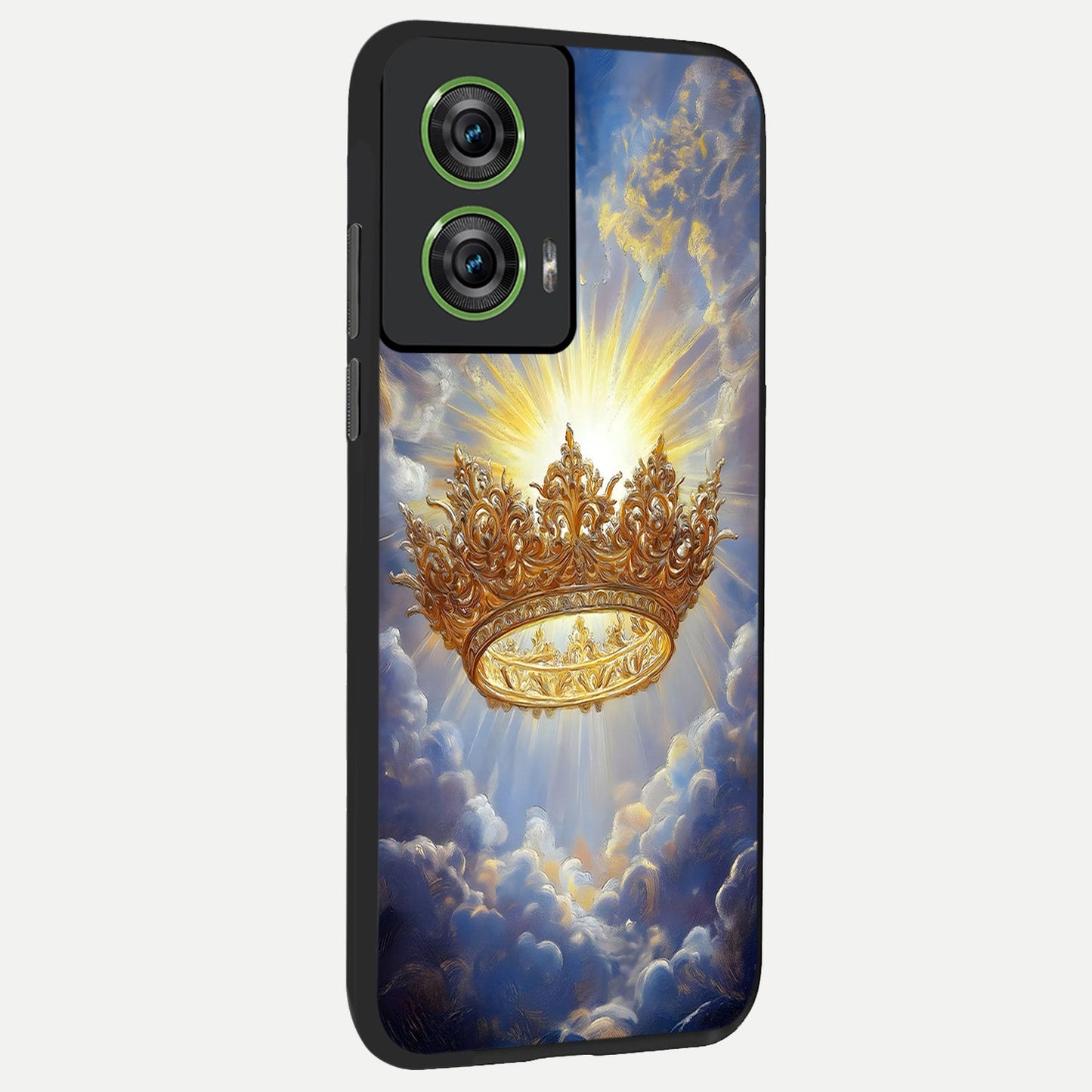  Heavenly Crown Light back cover For Moto Edge 50 Fusion slim fit glass case with vibrant aesthetic design