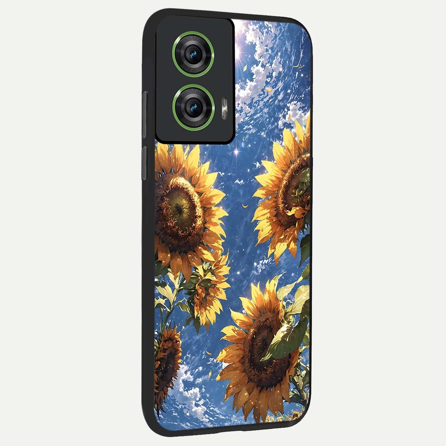  Heavenly Sunflower Rise back cover For Moto Edge 50 Fusion slim fit glass case with vibrant aesthetic design