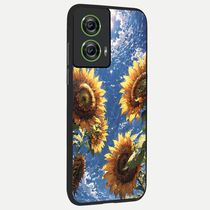  Heavenly Sunflower Rise back cover For Moto Edge 50 Fusion slim fit glass case with vibrant aesthetic design