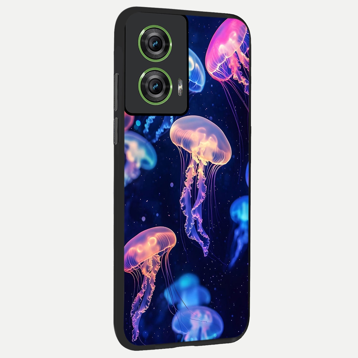  Jellyfish Pattern back cover For Moto Edge 50 Fusion slim fit glass case with vibrant aesthetic design