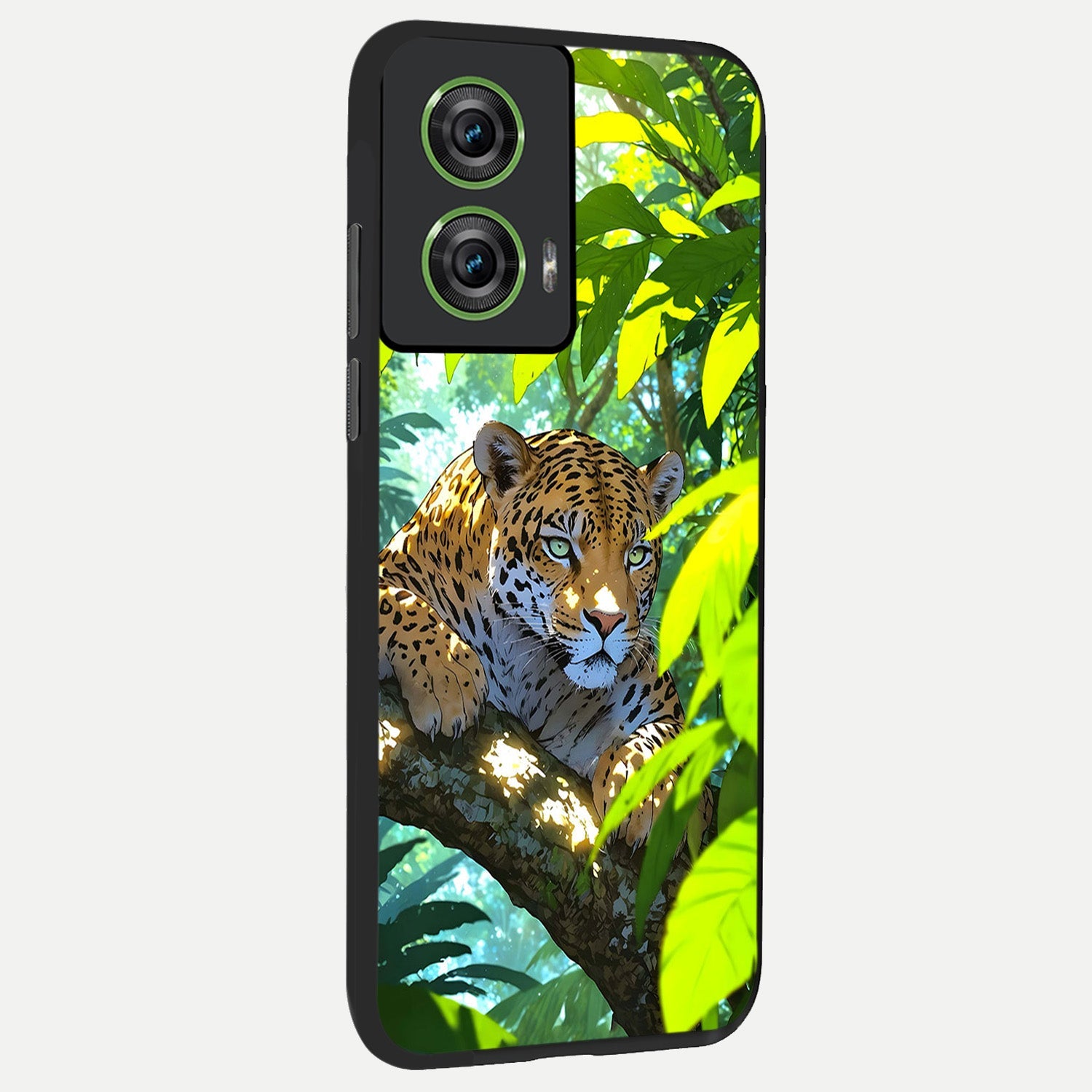  Leopard in Jungle back cover For Moto Edge 50 Fusion slim fit glass case with vibrant aesthetic design