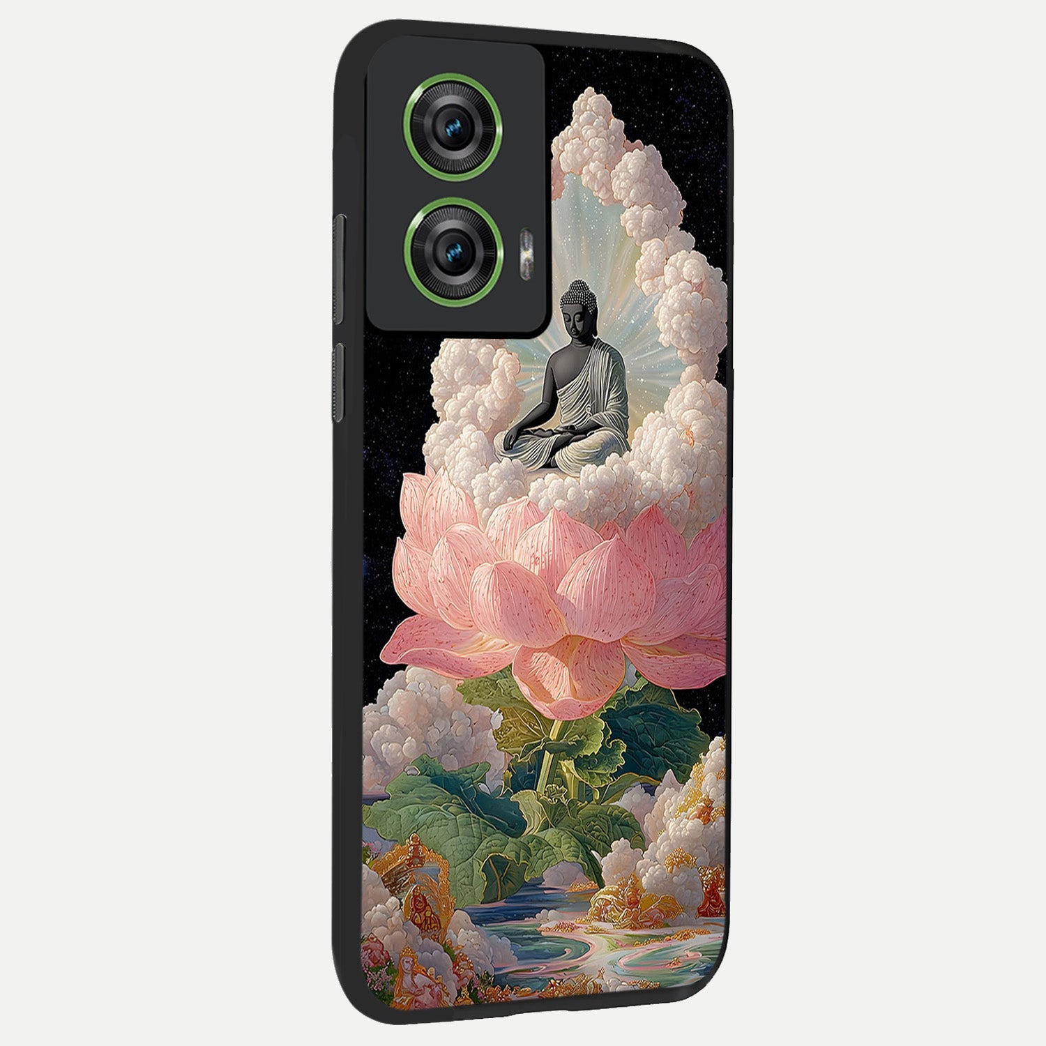  Lotus Divine Peace back cover For Moto Edge 50 Fusion slim fit glass case with vibrant aesthetic design